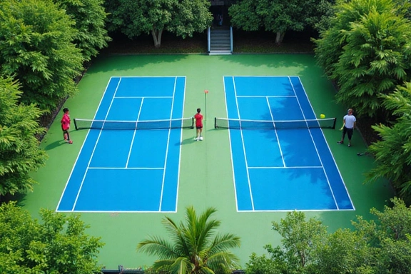 Modern tennis courts at Miami Tennis Academy during a training session