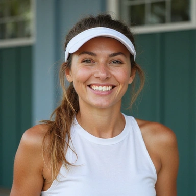 Portrait of a dynamic female tennis coach