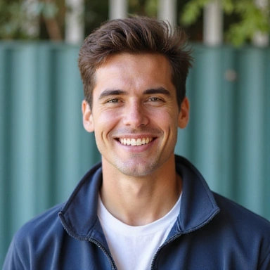 Portrait of a young enthusiastic tennis coach