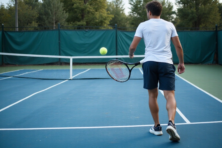 Person training on a tennis court, representing website functionality and user experience