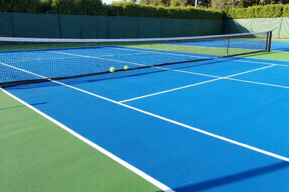 Tennis academy facility upgrade showing new court surface